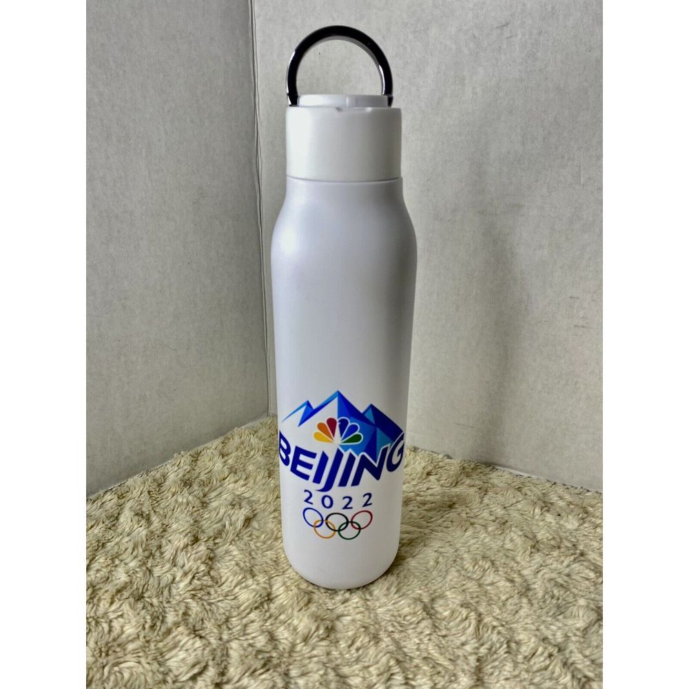 Bejing 2022 Olympic Flask Water Bottle New White With Front Design Paperwork Too